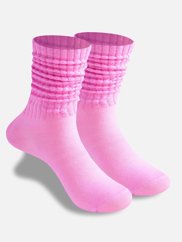 Women's Solid Crew Socks, Casual Comfortable Breathable Pile Socks for Daily Wear, Women's Socks for All Seasons, Fall Socks for Women 2024