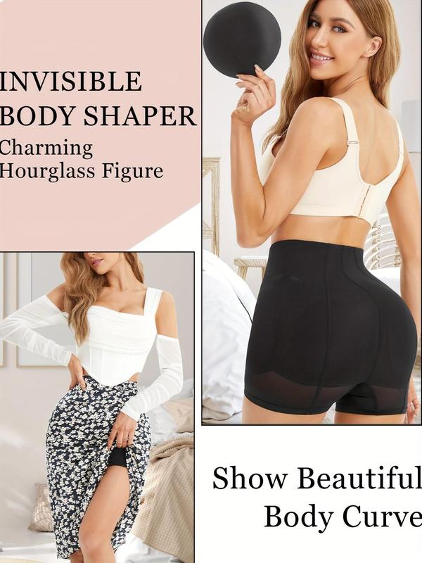 Women's Solid High Waist Seamless Removable Pad Shapewear Shorts, High Stretch Tummy Control Shapewear Clothing, Ladies Shapewear Bottoms for All Seasons