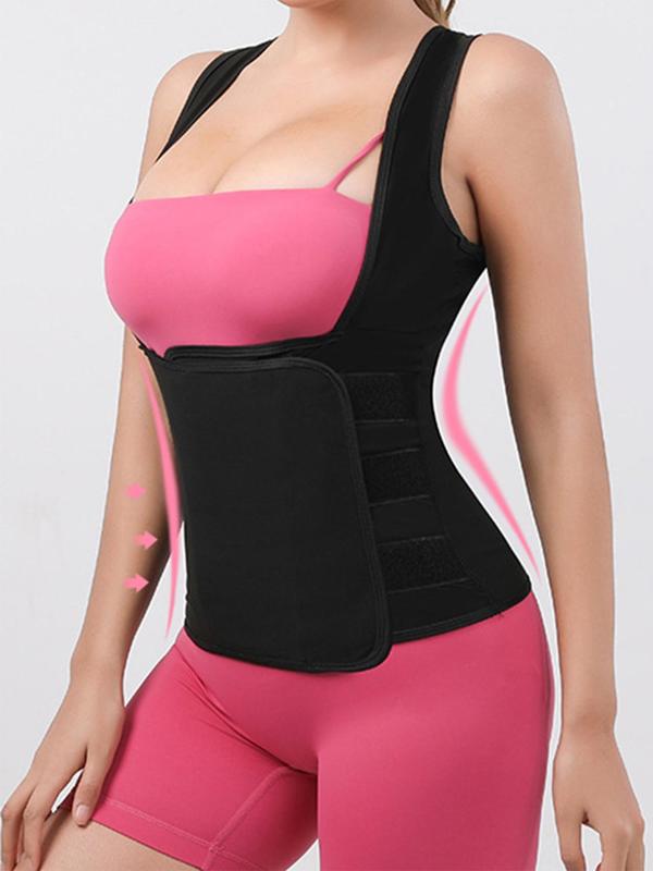 Women's Solid Adjustable Waist Trainer, Sporty Sleeveless Sauna Top for Exercise Workout Gym Running, Women's Shaper