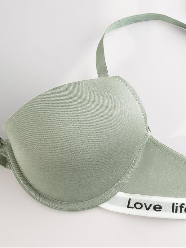 Women's Letter Tape Push Up Bra, Casual Comfortable Breathable Adjustable Strap Underwire Bra, Women's Lingerie for All Seasons