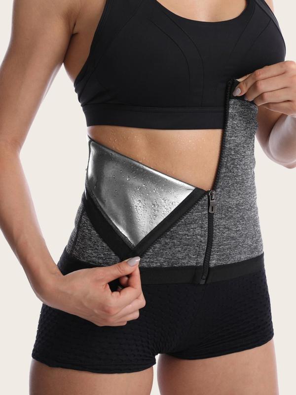 Women's Solid Zip Front Waist Trainer, Weight Loss Corset, Trimmer Belt, Waist Cincher, Yoga & Fitness Equipment, Women's Tummy Control Shapewear Clothes