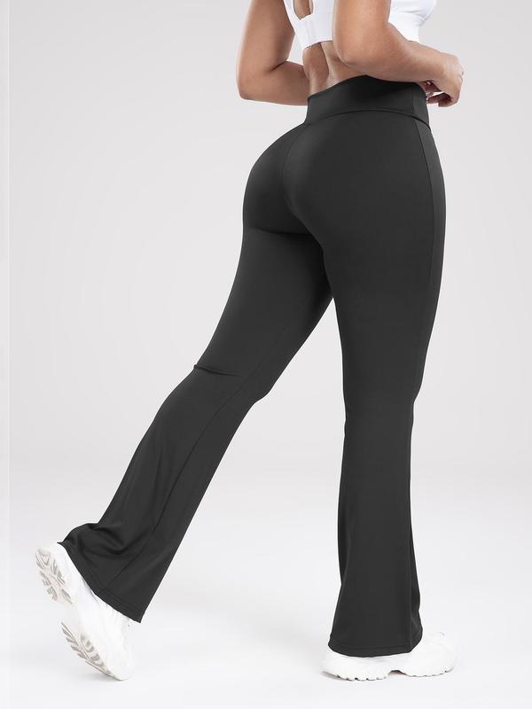 Women's Solid Color Flare Leg Pants, Casual Comfy Bell Bottom Trousers for Daily Wear, Ladies Bottoms for All Seasons