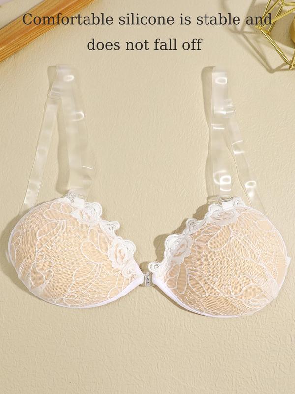 Women's 1 Pair Ruffle Trim Contrast Lace Silicone Nipple Cover Without Bra Straps, Comfortable Push up Self Adhesive Nipple Cover for Daily Wear, Women's Underwear for All Seasons