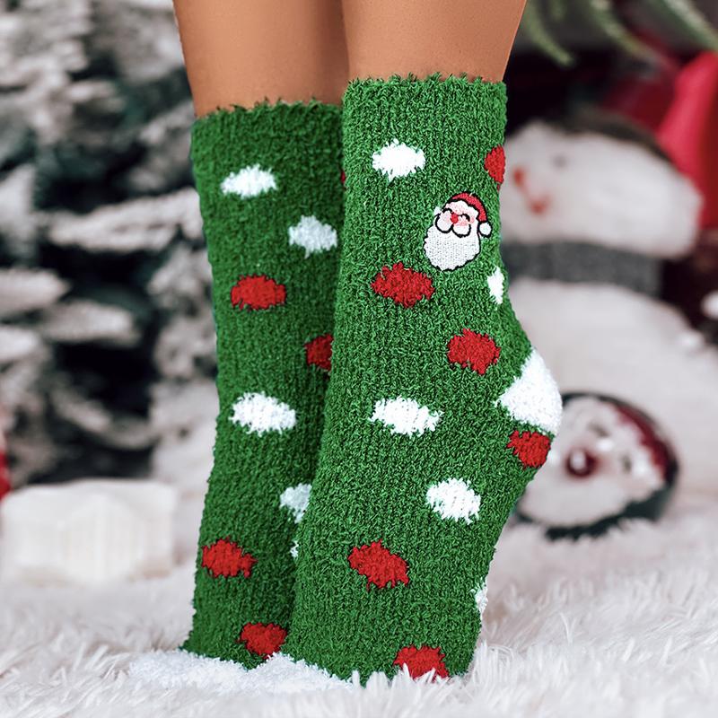 ChicMe Women's 1Pair Christmas Santa Fuzzy Thermal Socks Womenswear Graphic