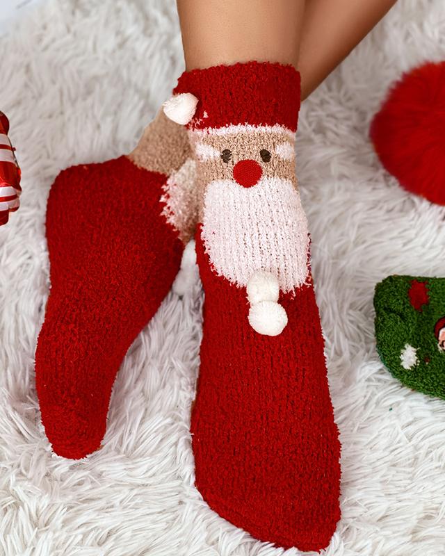 ChicMe Women's 1Pair Christmas Santa Fuzzy Thermal Socks Womenswear Graphic