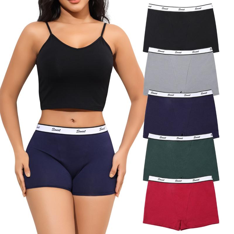 LEVAO Cotton Underwear for Women Low Waist Boyshorts Sports Elastic  Full Coverage Boxer Brief Shorts 5Pack S-XL