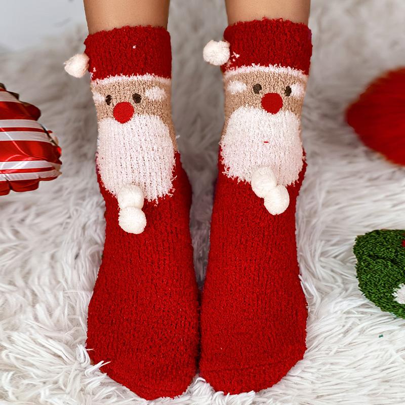 ChicMe Women's 1Pair Christmas Santa Fuzzy Thermal Socks Womenswear Graphic