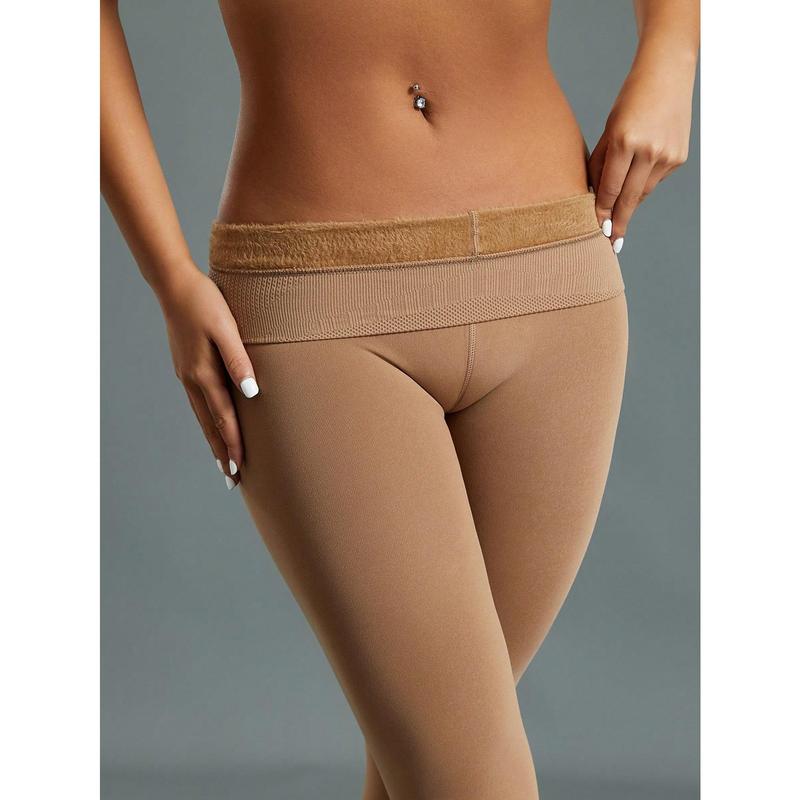 2 Pc Women's 600D High Elasticity Fleece Thermal Lined Tights, Fashionable Minimalist Pantyhose