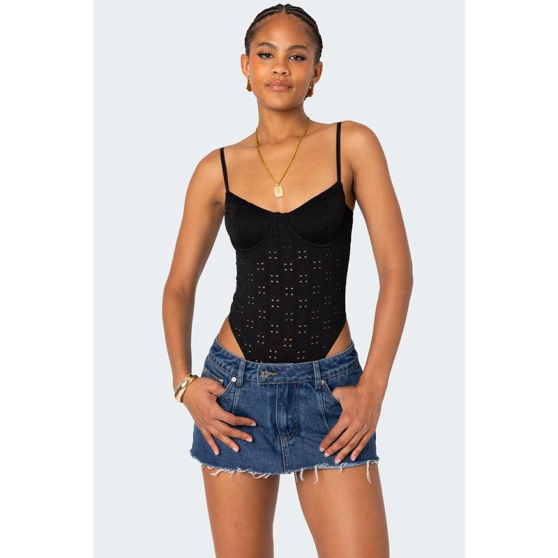 Raven Cupped Eyelet Bodysuit