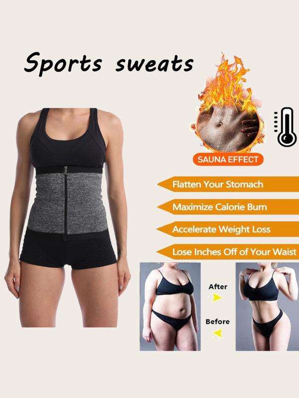 Women's Solid Zip Front Waist Trainer, Weight Loss Corset, Trimmer Belt, Waist Cincher, Yoga & Fitness Equipment, Women's Tummy Control Shapewear Clothes