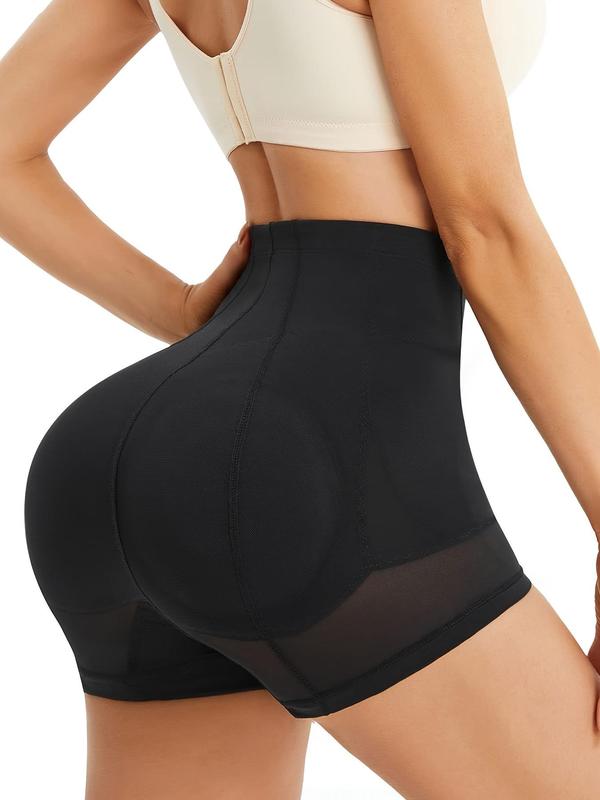 Women's Solid High Waist Seamless Removable Pad Shapewear Shorts, High Stretch Tummy Control Shapewear Clothing, Ladies Shapewear Bottoms for All Seasons