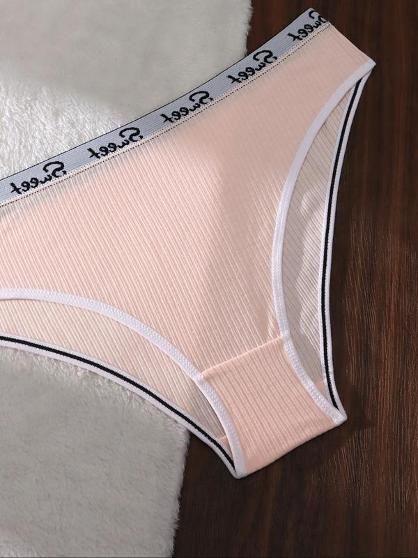 Women's Letter Tape Contrast Binding Panty, Breathable Comfortable Knicker for Daily Wear, Underwear for All Seasons