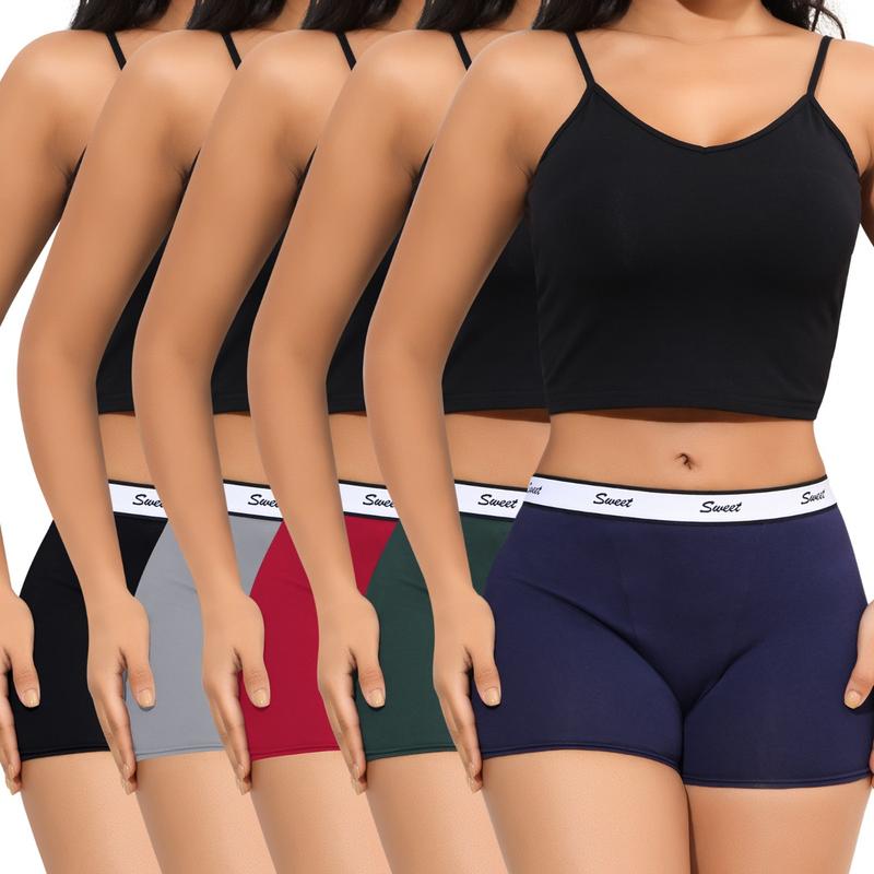 LEVAO Cotton Underwear for Women Low Waist Boyshorts Sports Elastic  Full Coverage Boxer Brief Shorts 5Pack S-XL