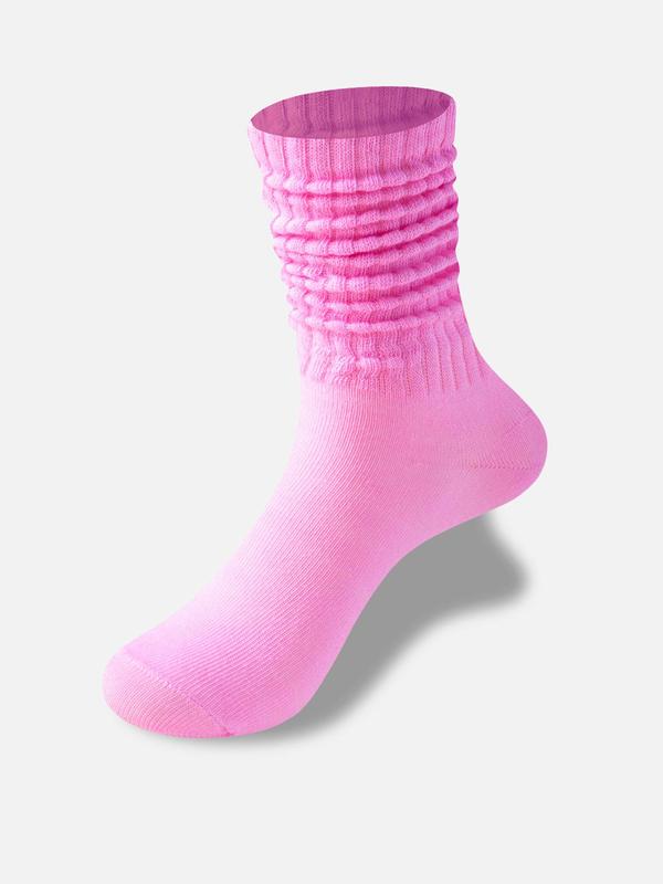 Women's Solid Crew Socks, Casual Comfortable Breathable Pile Socks for Daily Wear, Women's Socks for All Seasons, Fall Socks for Women 2024