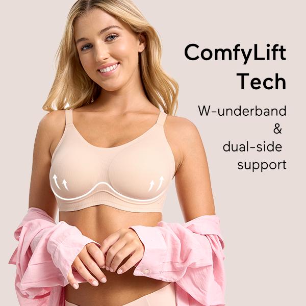 COMFELIE Seamless Wireless Bra for Women, Soft Wireless Bralette Full Coverage Sport Everyday Bra, Spaghetti Bra Fit for Cup B-D EB058