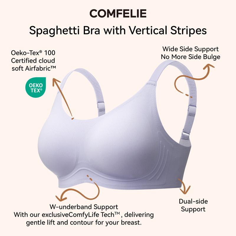 COMFELIE Seamless Wireless Bra for Women, Soft Wireless Bralette Full Coverage Sport Everyday Bra, Spaghetti Bra Fit for Cup B-D EB058