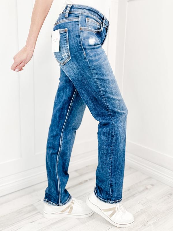 Vervet DELILAH Mid-Rise Straight Leg Denim Jeans