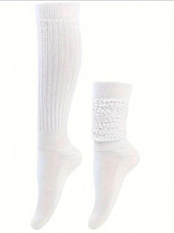 Women's 2 Pairs Solid Slouch Crew Socks, Casual Moisture Wicking Socks, Soft Comfy Breathable Socks for All Seasons Daily Wear