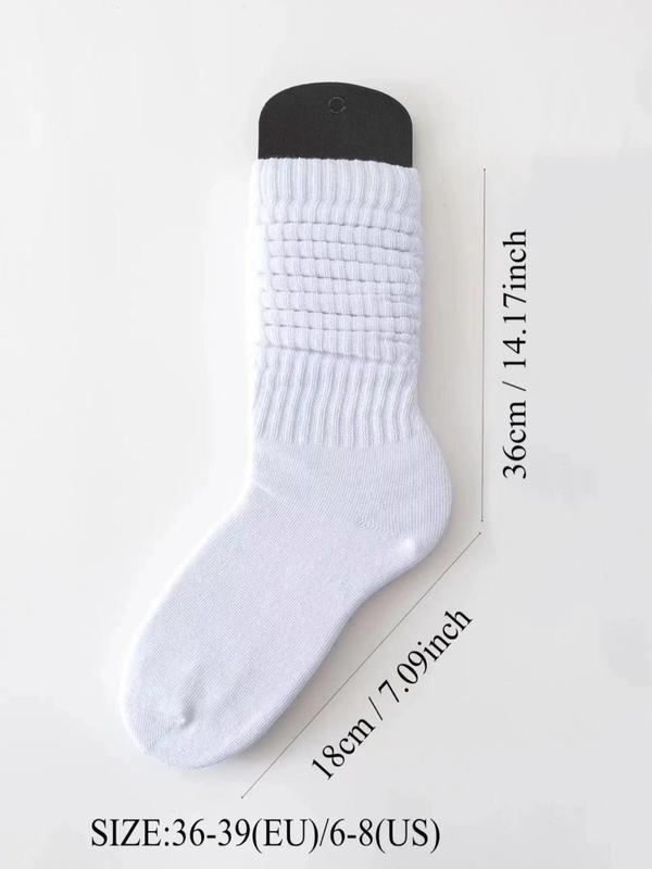 Women's 2 Pairs Solid Slouch Crew Socks, Casual Moisture Wicking Socks, Soft Comfy Breathable Socks for All Seasons Daily Wear