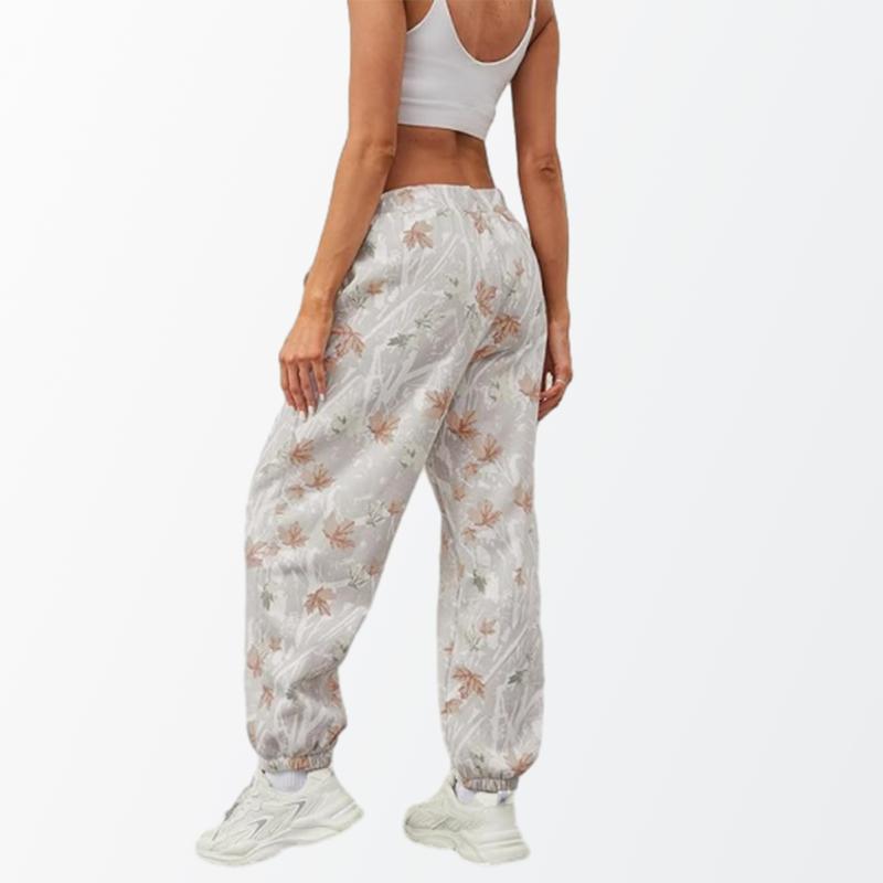 Women's Maple Leaf Sweatpants Pattern Print Jogging Pants Y2K Camouflage Loose Sweatpants Stretch High Waist Pants Sports Fitness Jogging Pants Casual Pants with Pockets