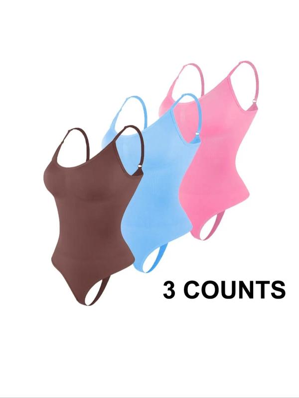 Women's Solid Shapewear Bodysuit, Casual Comfort Adjustable Spaghetti Strap Shapewear Bodysuit, Gym Fitness Shapewear, Women Summer Shapewear, Back to School Summer Wear 2024, Fajas Para Mujer, Fall Clothes Shaper Clothes