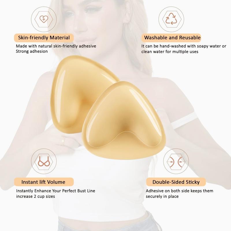 Push Up Sticky Inserts - Ultra Boost Double-Sided Adhesive Bra Pad for Women Snowycakes Padded Inserts Reusable Outfit Enhancers for Swimsuits SportsBra & Daily Wear bralette strapless Sticky Push-Up