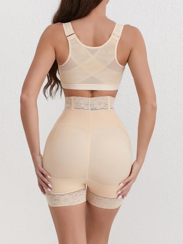 Women's Contrast Lace High Waist Shapewear Shorts, Casual Tummy Control Butt Lift Shaper, Ladies Shapewear Bottoms for Daily Wear