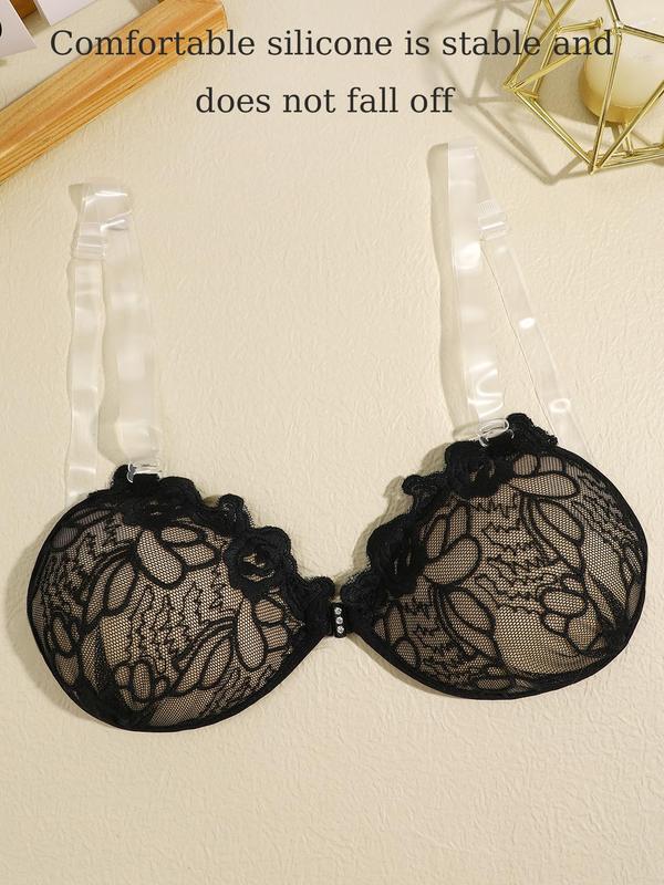 Women's 1 Pair Ruffle Trim Contrast Lace Silicone Nipple Cover Without Bra Straps, Comfortable Push up Self Adhesive Nipple Cover for Daily Wear, Women's Underwear for All Seasons