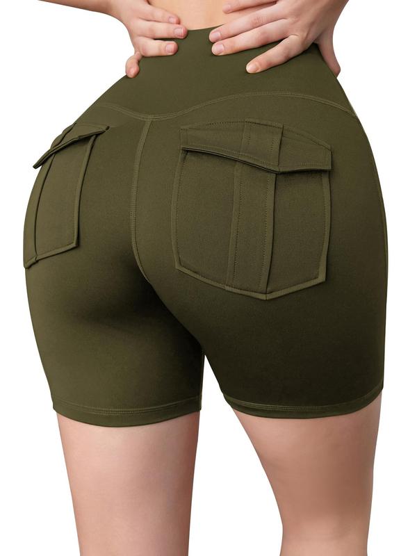 Women's High Waist Flap Pocket Shorts, Casual Solid Color Skinny Shorts, Summer Bottoms, Ladies Bottoms for Daily Outdoor Wear