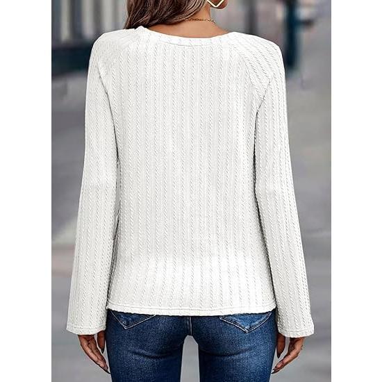 Dokotoo Long Sleeve Lightweight Tops 2024 Fall Fashion Trendy T-Shirts Crewneck Casual Knit Basic Tee