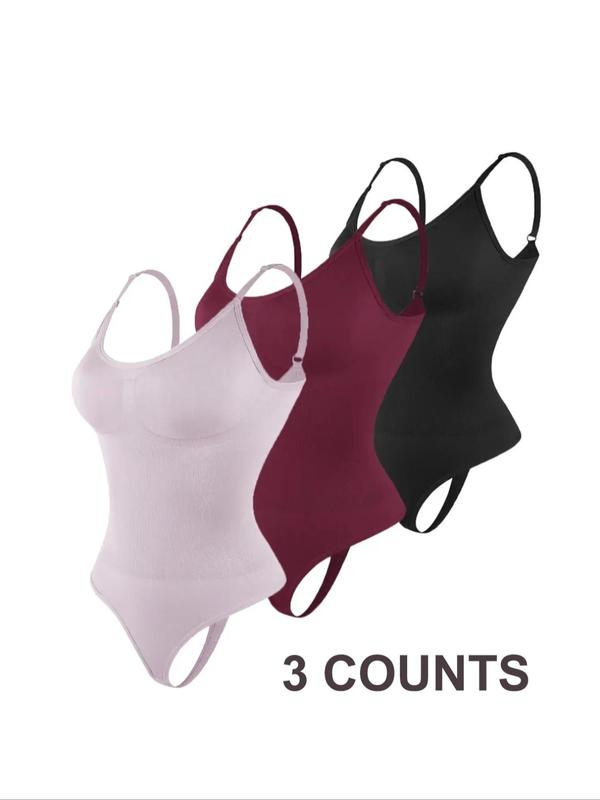 Women's Solid Shapewear Bodysuit, Casual Comfort Adjustable Spaghetti Strap Shapewear Bodysuit, Gym Fitness Shapewear, Women Summer Shapewear, Back to School Summer Wear 2024, Fajas Para Mujer, Fall Clothes Shaper Clothes