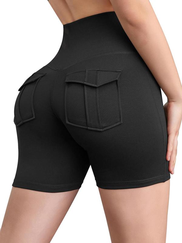 Women's High Waist Flap Pocket Shorts, Casual Solid Color Skinny Shorts, Summer Bottoms, Ladies Bottoms for Daily Outdoor Wear