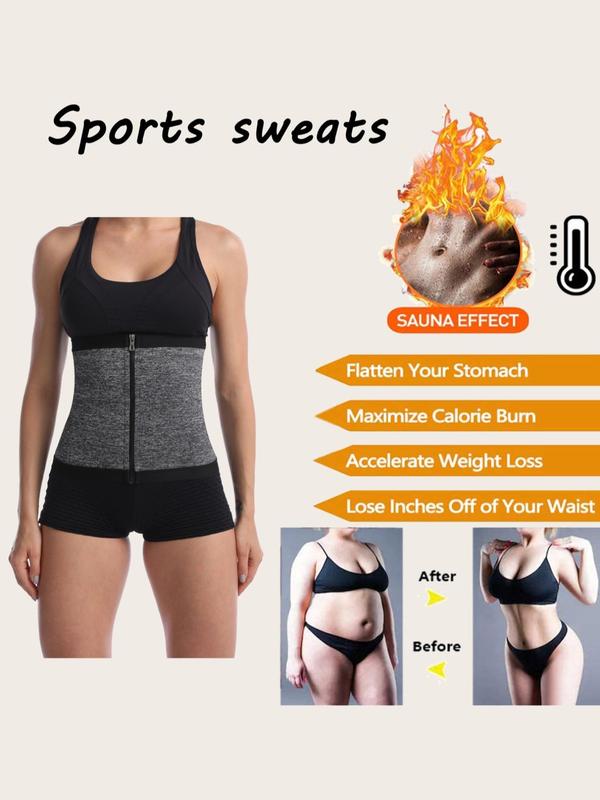 Women's Solid Zip Front Waist Trainer, Weight Loss Corset, Trimmer Belt, Waist Cincher, Yoga & Fitness Equipment, Women's Tummy Control Shapewear Clothes