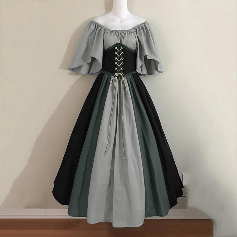 Palace Medieval Costumes Women Dress Vintage Victoria Lace Up Carnival Party Long Dress Robe Cosplay Clothing Lady Corset Dress Womenswear Accessories Womenswear Accessories Underwear Comfort Dresse Gowns