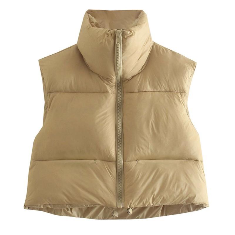 Women's Winter Crop Vest Sleeveless Zip Up Stand Collar Lightweight Puffer Padded Vest Womenswear Adjustable vest zip