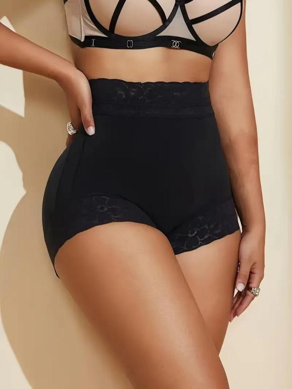 Women's Contrast Lace High Waist Shapewear Shorts, Tummy Control Butt Lifting Shapewear Bottoms,  Shaper for Daily Wear