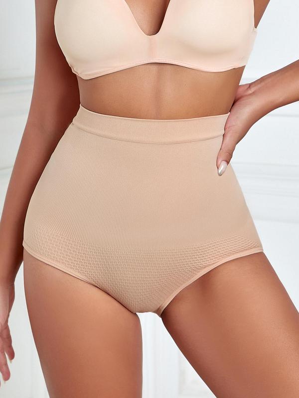 Women's Solid High Waist Knicker, Seamless Comfortable Breathable Panty for Daily Wear, Summer Clothes, Underwear for All Seasons, Tummy Control Clothing