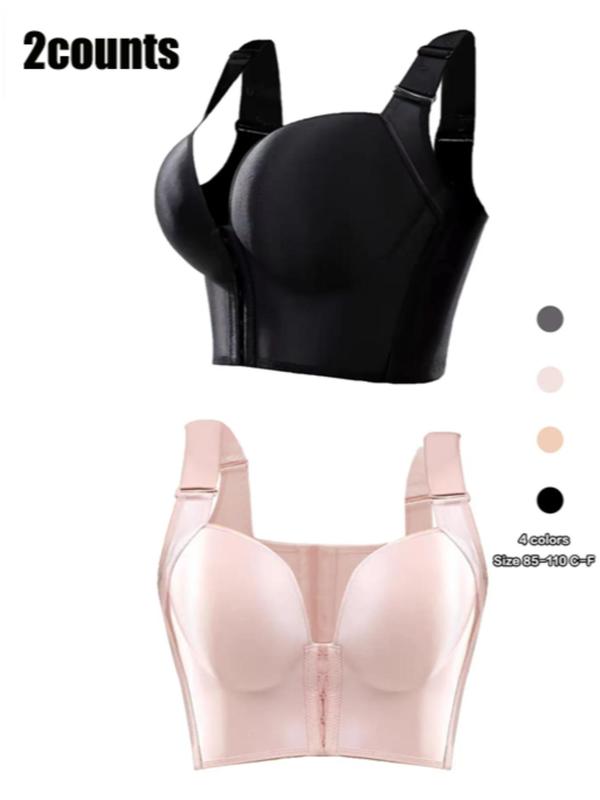  Wireless Hook & Eye Push Up Bra, Comfortable Adjustable Strap Lingerie Top, Women's Underwear for All Seasons, Lingerie for Women, Fall Lingeries, Back To School Wear, Women's Clothing, Fall Wear 2024 Gym Sets for Women