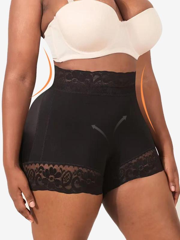 Women's Contrast Lace High Waist Shapewear Shorts, Tummy Control Butt Lifting Shapewear Bottoms,  Shaper for Daily Wear