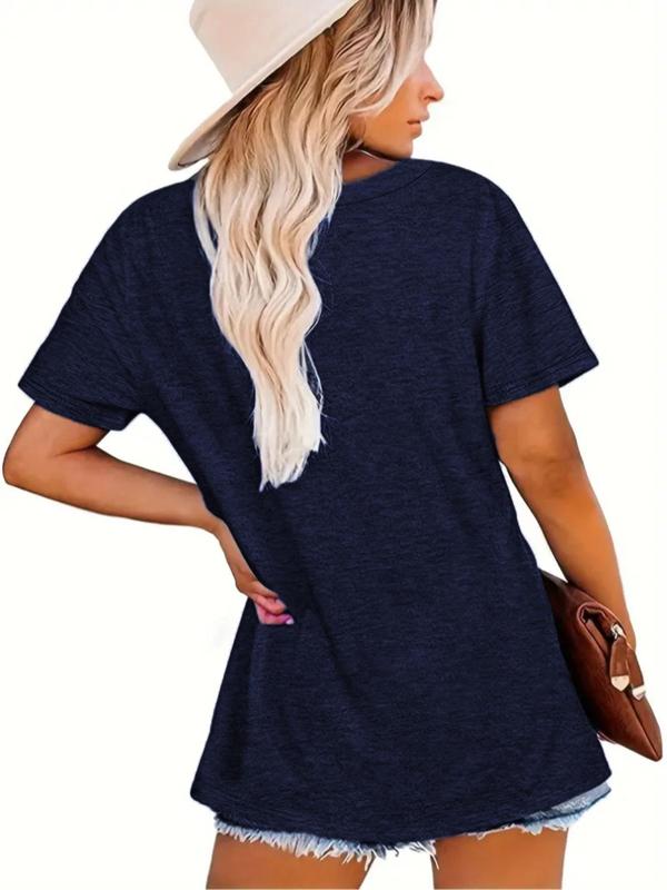 Women's Victory Gesture Print Round Neck Tee, Back To School Casual Short Sleeve T-shirt, Ladies Summer Outfit for Daily Wear