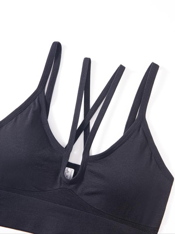 Women's Solid Color Criss Cross Wireless Bralette, Soft Comfortable Breathable Removable Padded Lingerie Top for Daily Wear, Lingerie for All Seasons