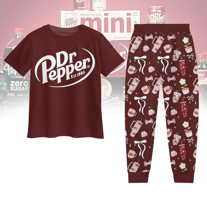 Dr Pepper Pajamas Set, Dr Pepper Tshirt Shorts, Diet Dr Pepper Pajamas, I Love Dr Pepper Pajamas, Dr Pepper Women Pajamas, Holiday Pajamas, pajamas, sleepwear, family uniforms, holiday wear, Clothing Casual Comfort Womenswear Sleeve