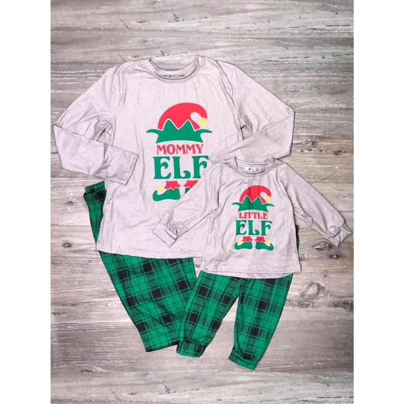 Mommy and Me - Mommy & Little Elf Plaid Matching Christmas Pajamas