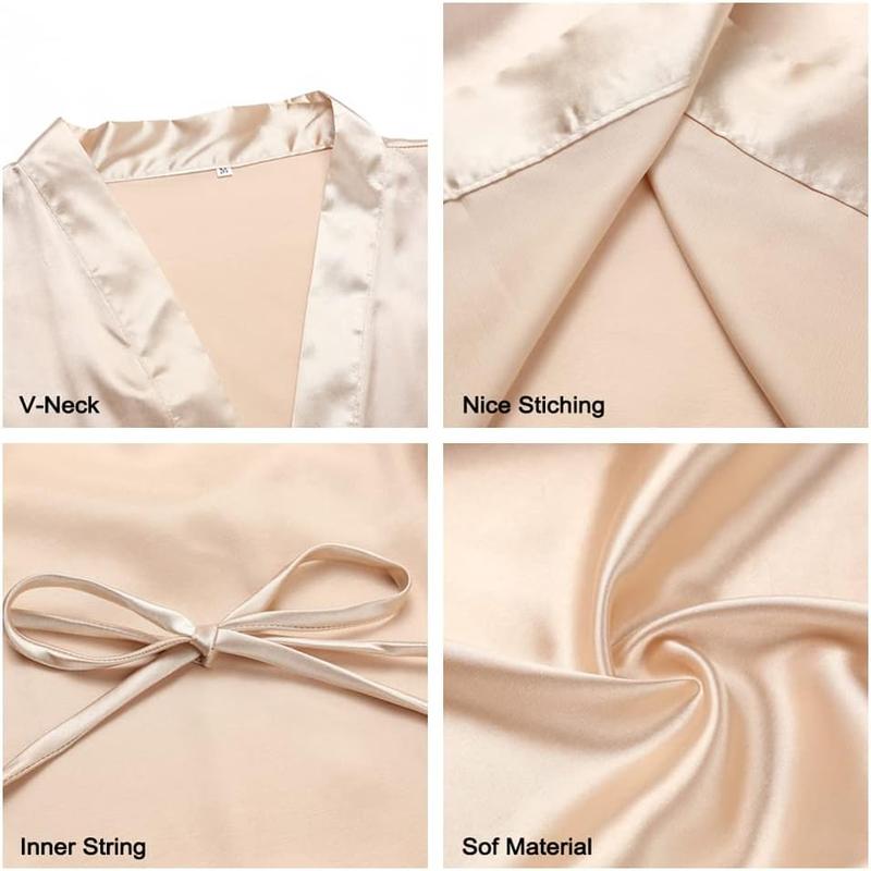 Women's Short Satin Kimono Robe for Wedding Bridal Party Bridesmaid Robe Sleepwear Womenswear Gowns Loungewear Underwear