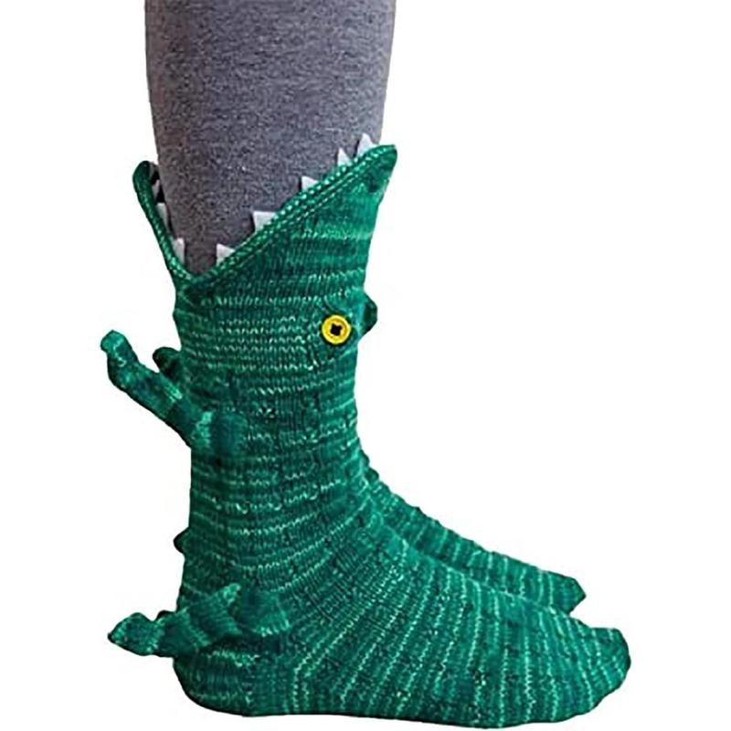 Knit Socks Unisex Novelty Shark Crocodile Shape Socks Floor Socks Winter Home Warm Socks