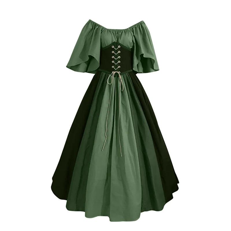 Palace Medieval Costumes Women Dress Vintage Victoria Lace Up Carnival Party Long Dress Robe Cosplay Clothing Lady Corset Dress Womenswear Accessories Womenswear Accessories Underwear Comfort Dresse Gowns