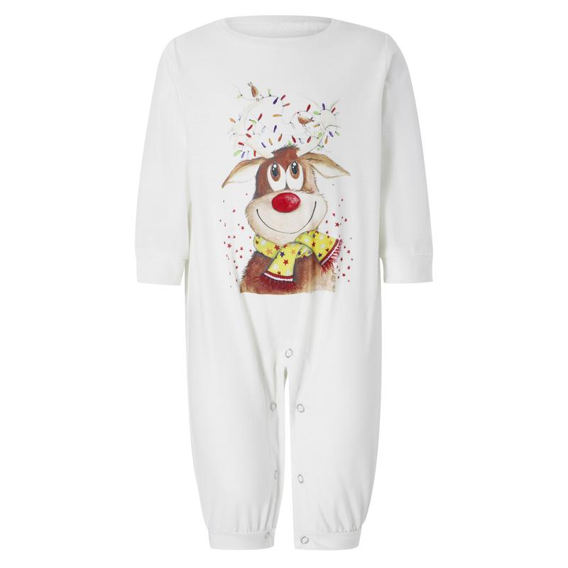 Family Christmas Pajamas Matching Sets for Mom Dad Kid Baby Cartoon Elk Plaid Printing Long Sleeve Pullover Tops Long Pants Sleepwear