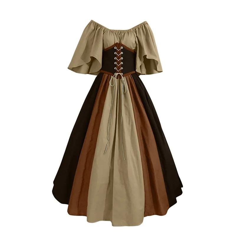 Palace Medieval Costumes Women Dress Vintage Victoria Lace Up Carnival Party Long Dress Robe Cosplay Clothing Lady Corset Dress Womenswear Accessories Womenswear Accessories Underwear Comfort Dresse Gowns