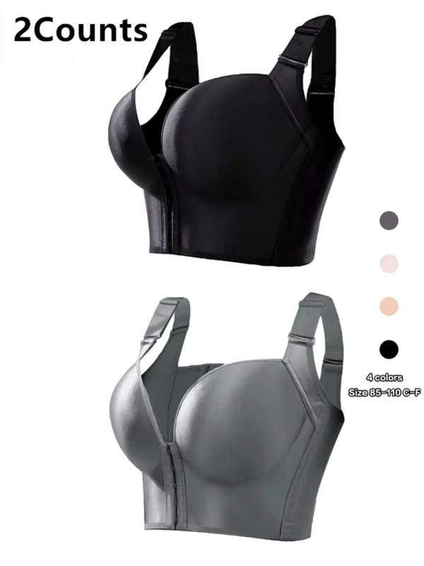  Wireless Hook & Eye Push Up Bra, Comfortable Adjustable Strap Lingerie Top, Women's Underwear for All Seasons, Lingerie for Women, Fall Lingeries, Back To School Wear, Women's Clothing, Fall Wear 2024 Gym Sets for Women