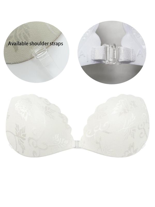 Women's Solid Scallop Trim Floral Lace Nipple Cover, Invisible Comfortable Self Adhesive Bra for Daily Wear, Lingerie Accessories for Daily Wear